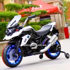 Детский мотоцикл M 3897 L-1, кожаное сиденье, белый